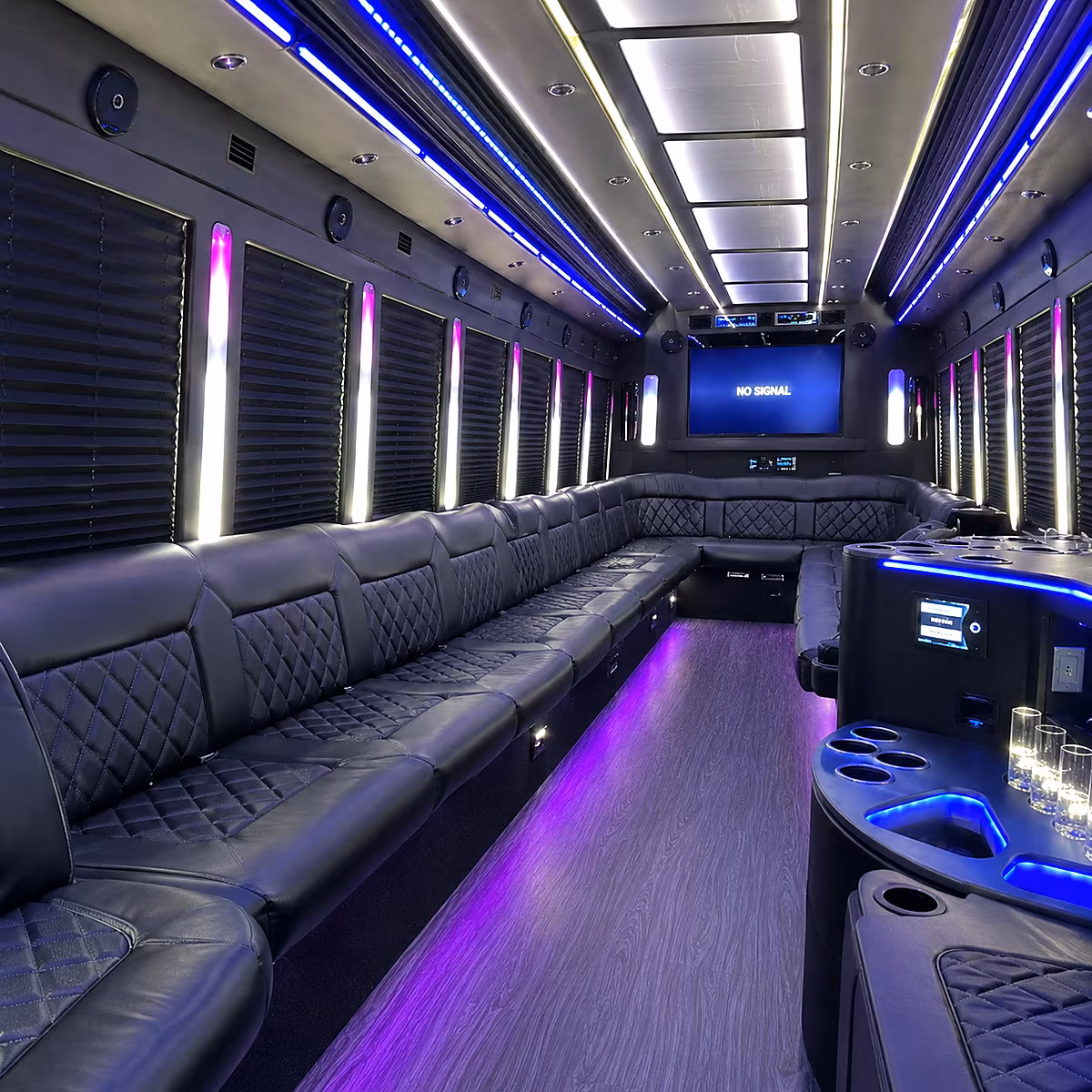 toms river 30 passenger party bus inside